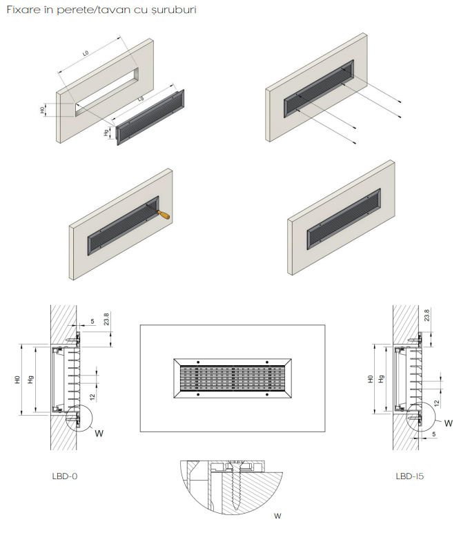 Ghid instalare grila ventilatie in perete si tavan cu suruburi sau contracadru